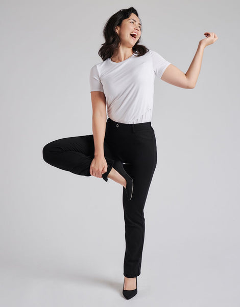 Straight-Leg | 7-Pocket Dress Pant Yoga Pants (Black)