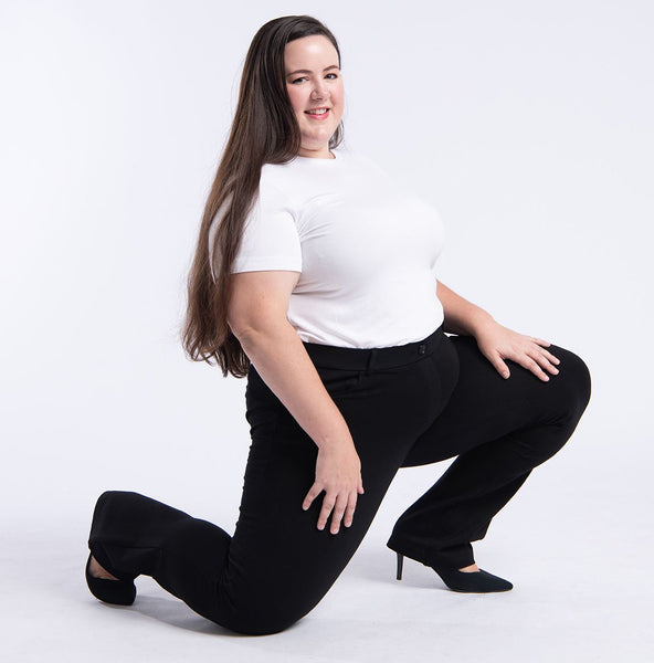 Straight-Leg, 7-Pocket Dress Pant Yoga Pants (Black)